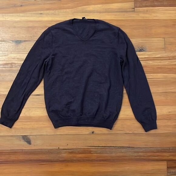 Gap Purple Merino Wool Knit Pullover V-Neck Sweater Men's Size Large Preppy - Picture 3 of 10